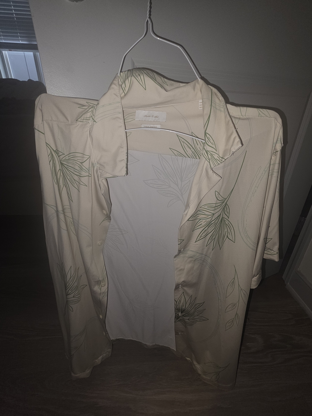 Porter & Ash Men's Cream Tropical Print Short-Sleeve Shirt